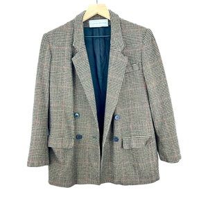 Vintage Evan-Picone Oversized Plaid 100% Merino Wool Blazer US 6 Made in USA